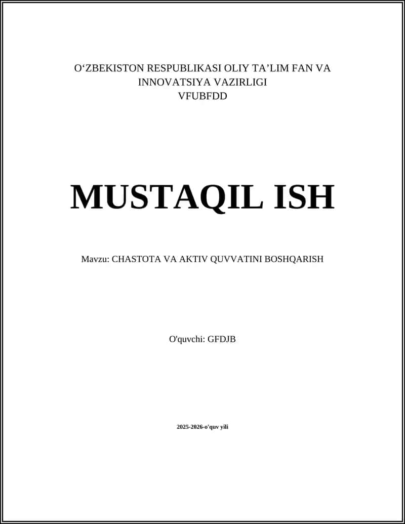 CHASTOTA VA AKTIV QUVVATINI BOSHQARISH 1