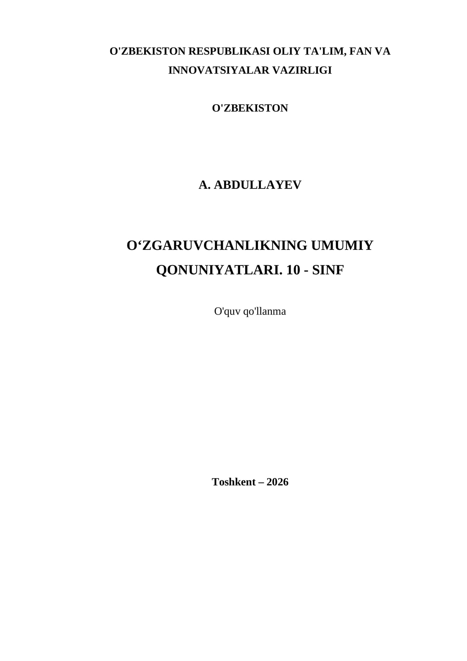 O‘ZGARUVCHANLIKNING UMUMIY QONUNIYATLARI. 10 - SINF 1