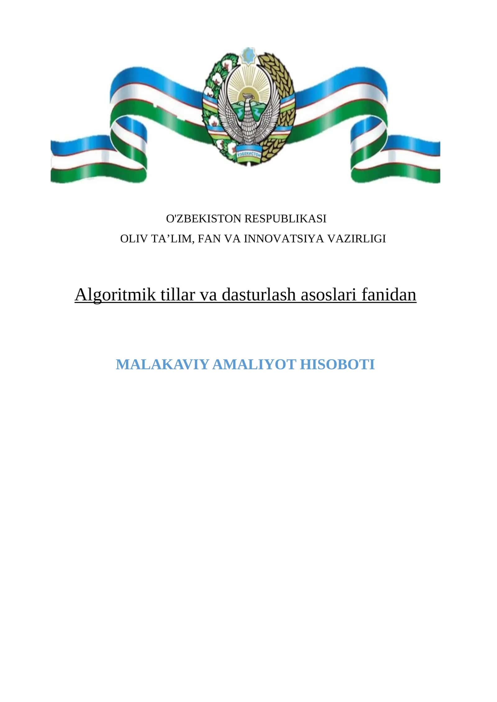 Malakaviy Amaliyot Hisoboti 1