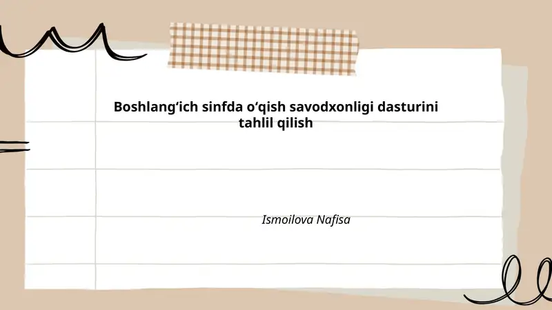 Boshlangʻich sinfda oʻqish savodxonligi dasturini tahlil qilish 1