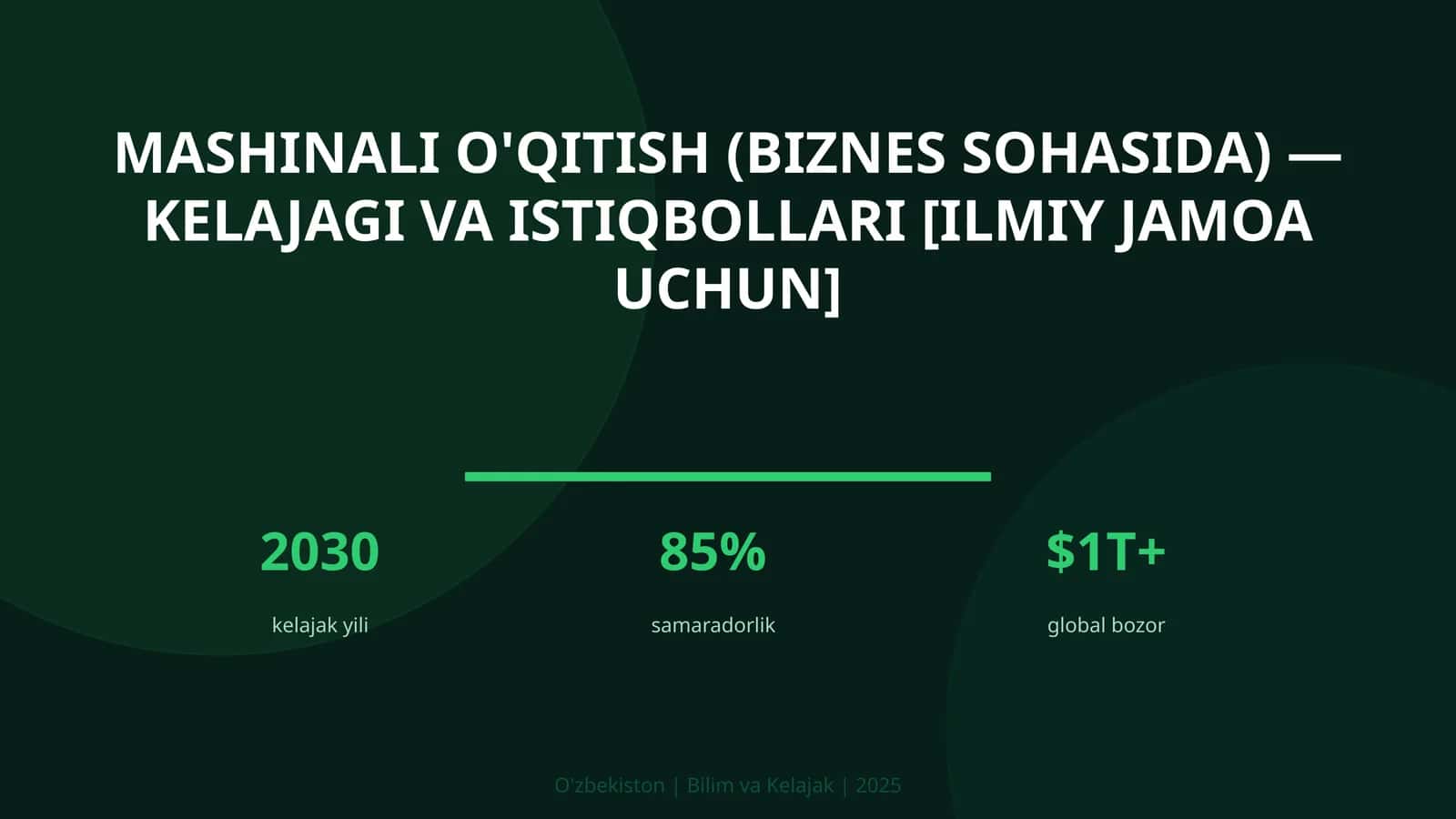 Mashinali o'qitish (biznes sohasida) — kelajagi va istiqbollari [ilmiy jamoa uchun] 1