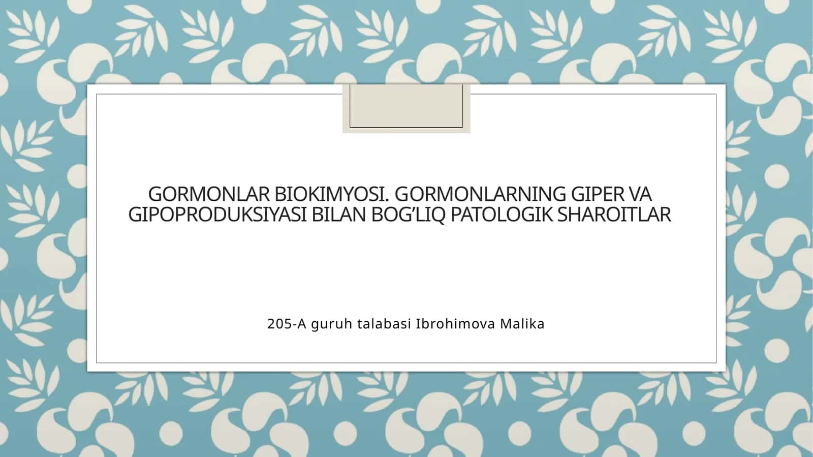 Gormonlar biokimyosi 1