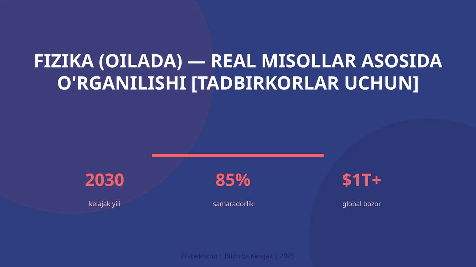 FIZIKA (OILADA) — REAL MISOLLAR ASOSIDA O'RGANILISHI [TADBIRKORLAR UCHUN] 1