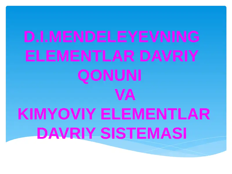 Kimyoviy elementlar davriysistemasi 1