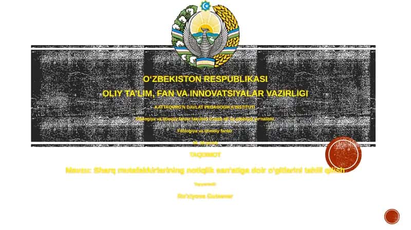 Sharq mutafakkirlarining notiqlik san'atiga doir o'gitlarini tahlil qilish 1