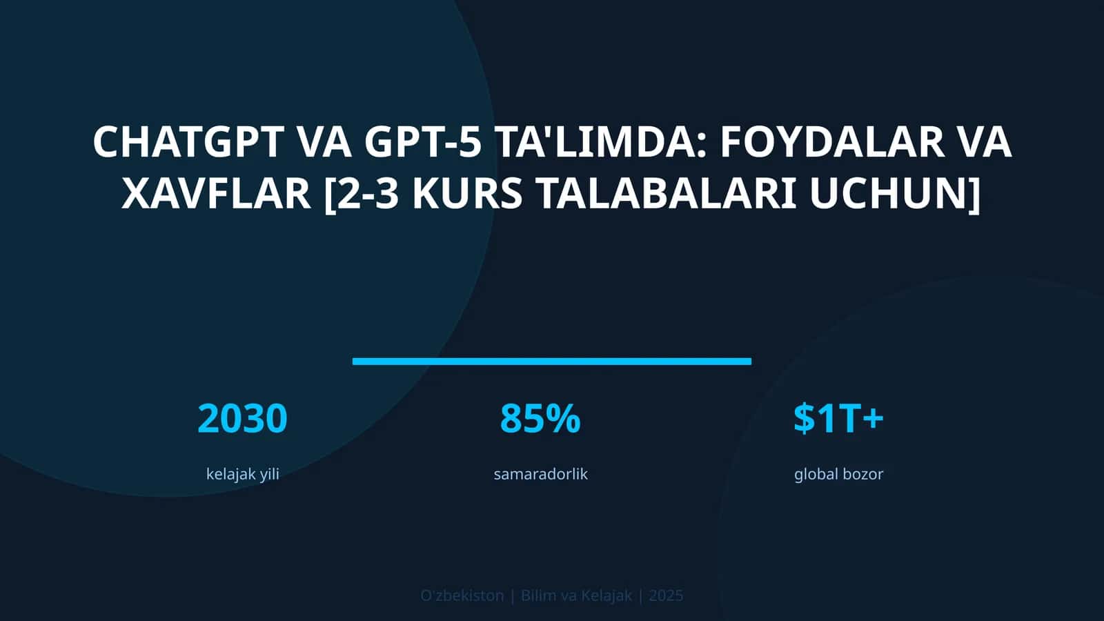 ChatGPT va GPT-5 ta'limda: foydalar va xavflar [2-3 kurs talabalari uchun] 1
