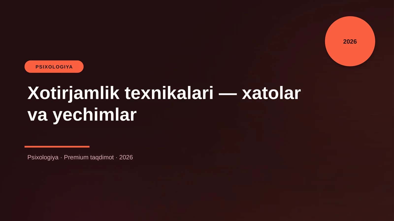 Xotirjamlik texnikalari — xatolar va yechimlar 1