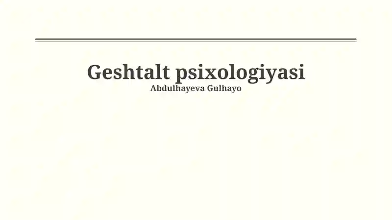Gestalt psixologiyasi