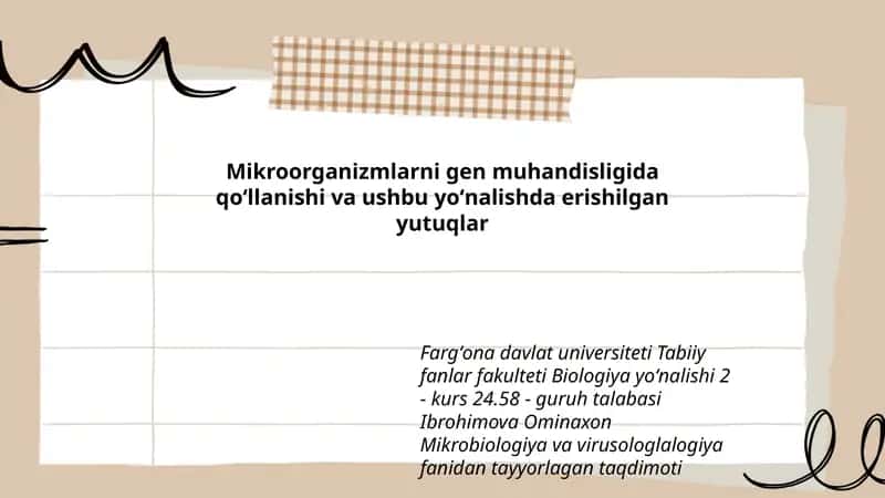 Mikroorganizmlarni gen muhandisligida qoʻllanishi 1