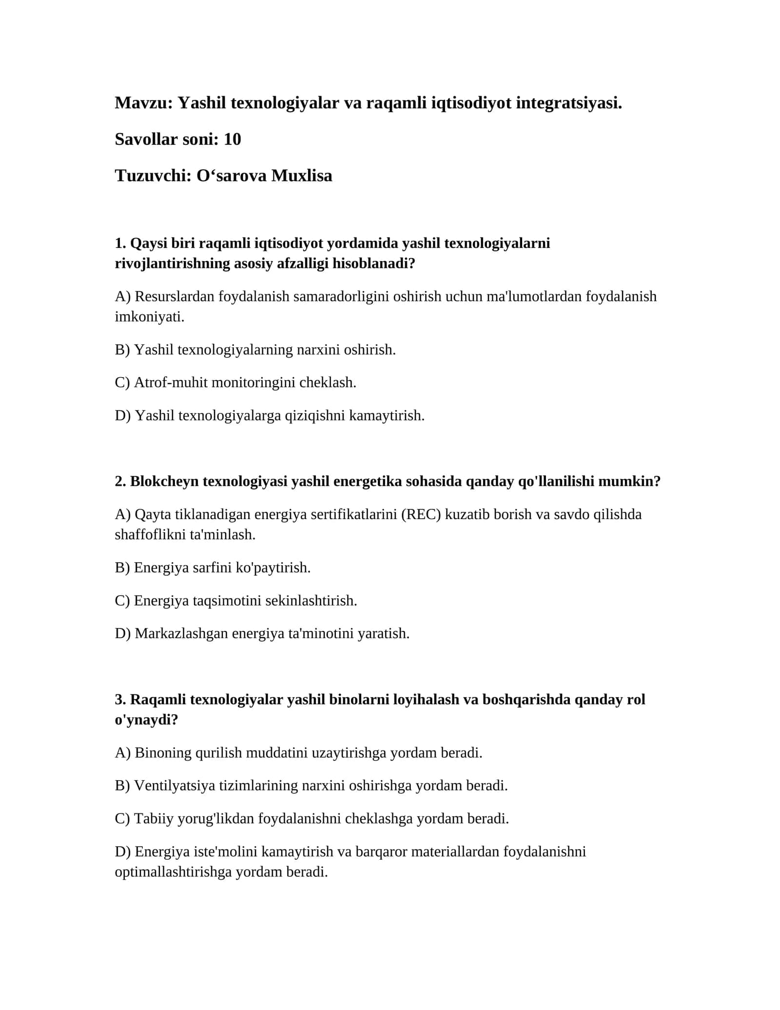 Yashil texnologiyalar va raqamli iqtisodiyot integratsiyasi 1