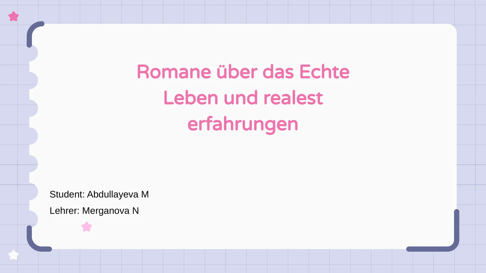 Romane über das echte Leben 1