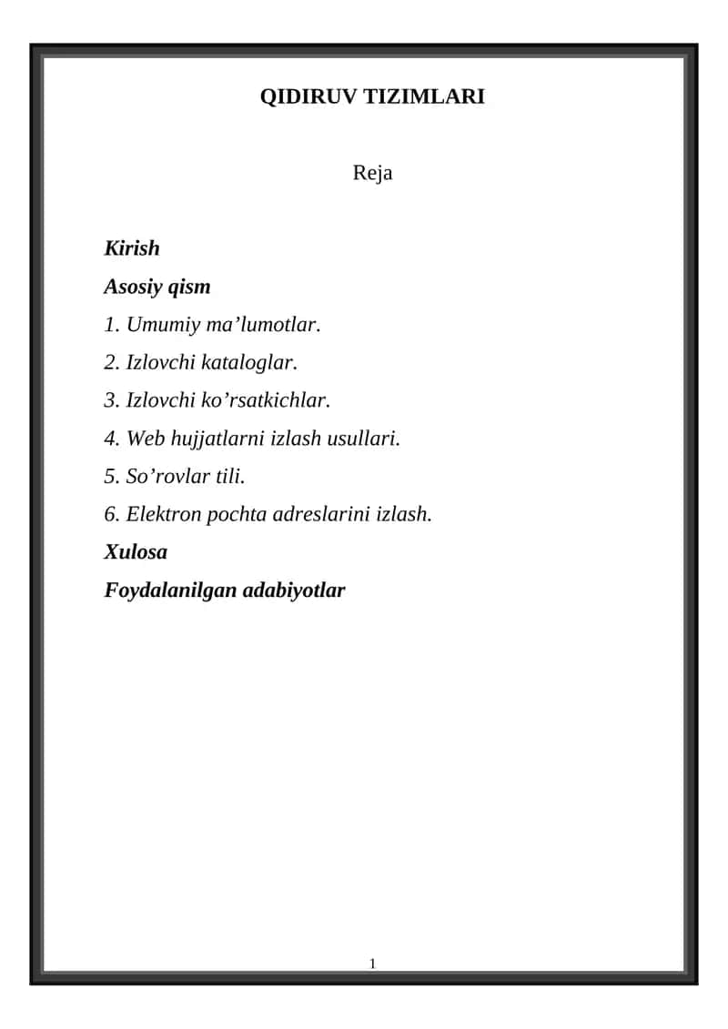 Qidiruv tizimlari 1