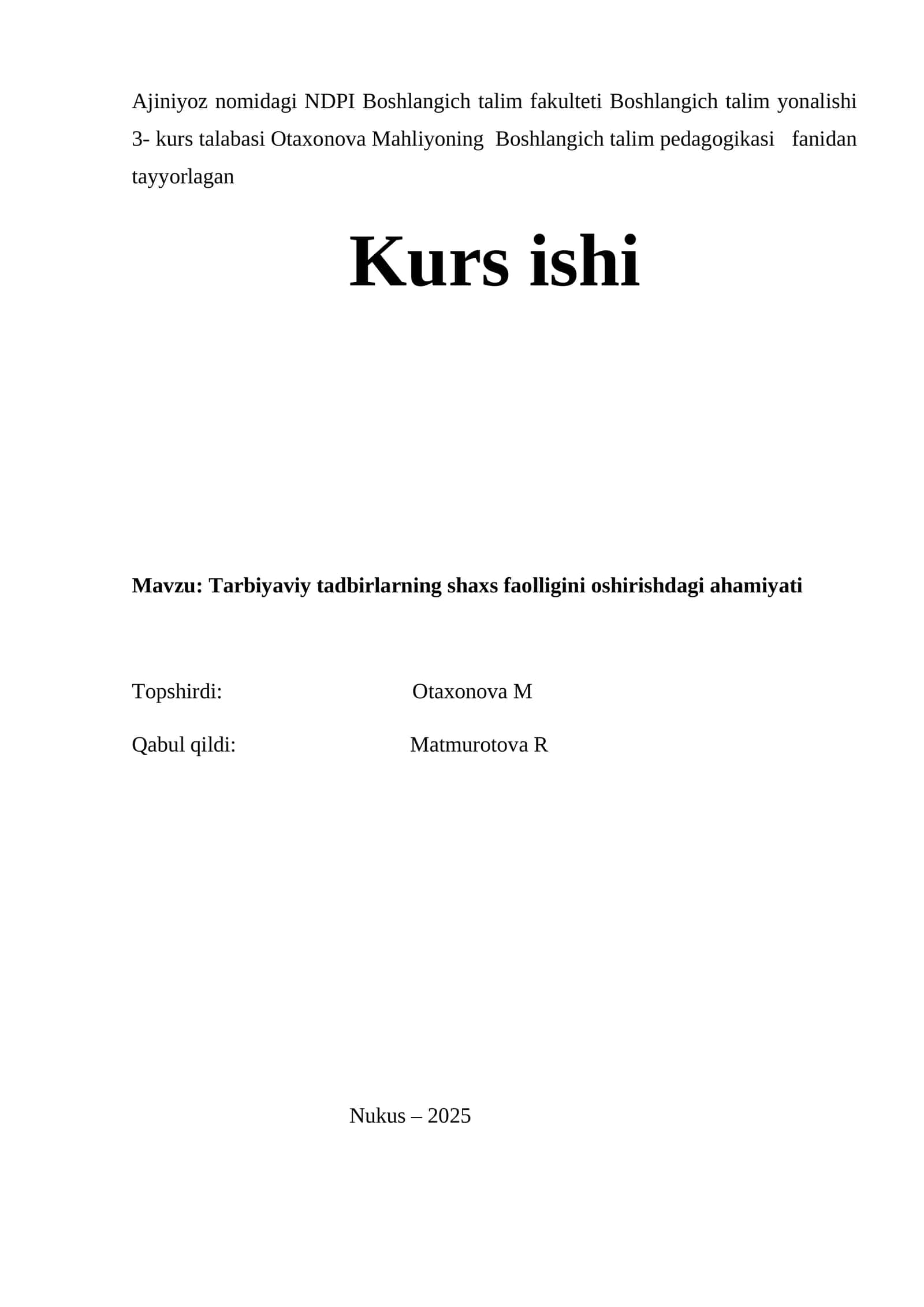 Tarbiyaviy tadbirlarning shaxs faolligini oshirishdagi ahamiyati 1