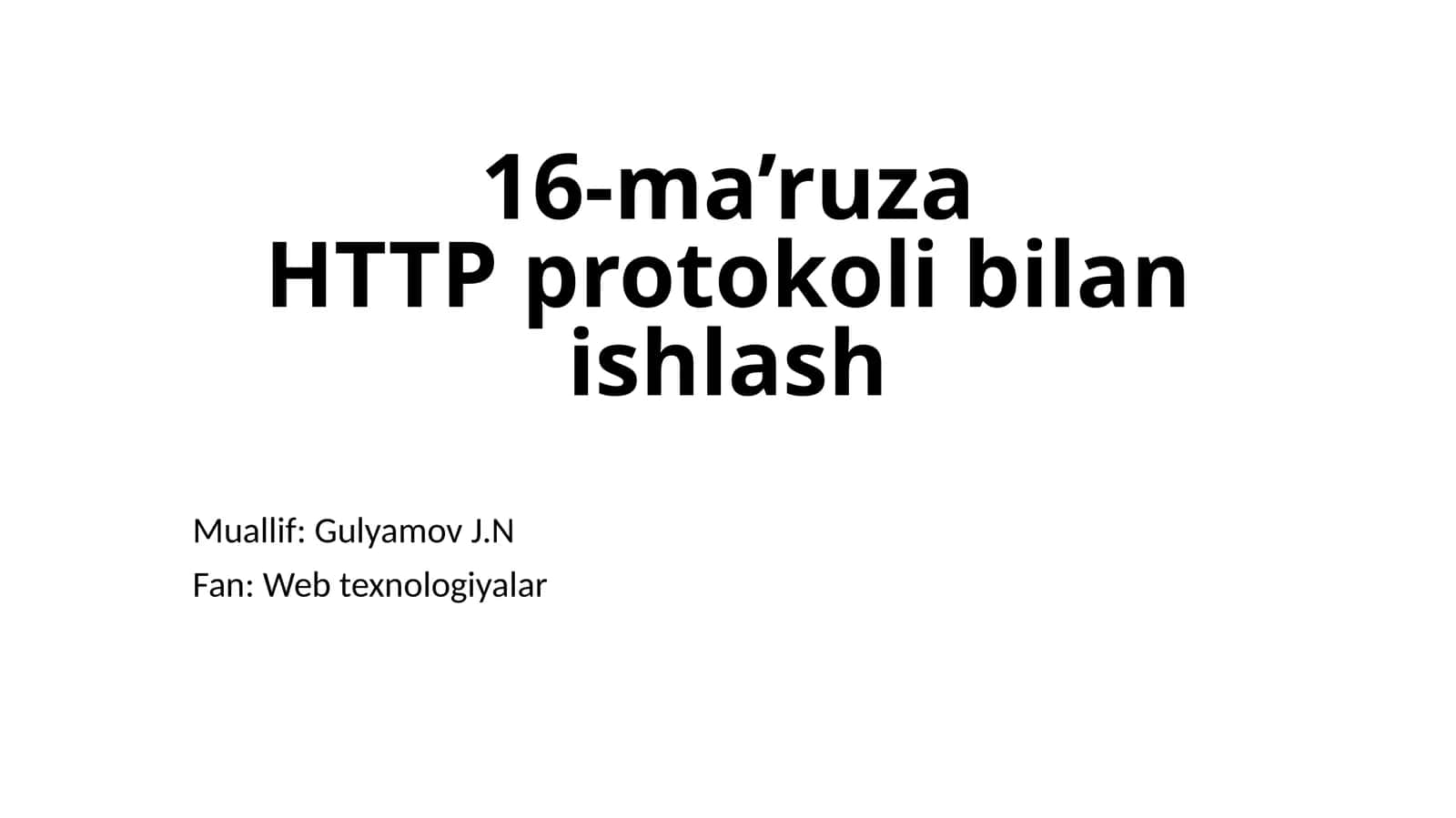 HTTP protokoli bilan ishlash 1