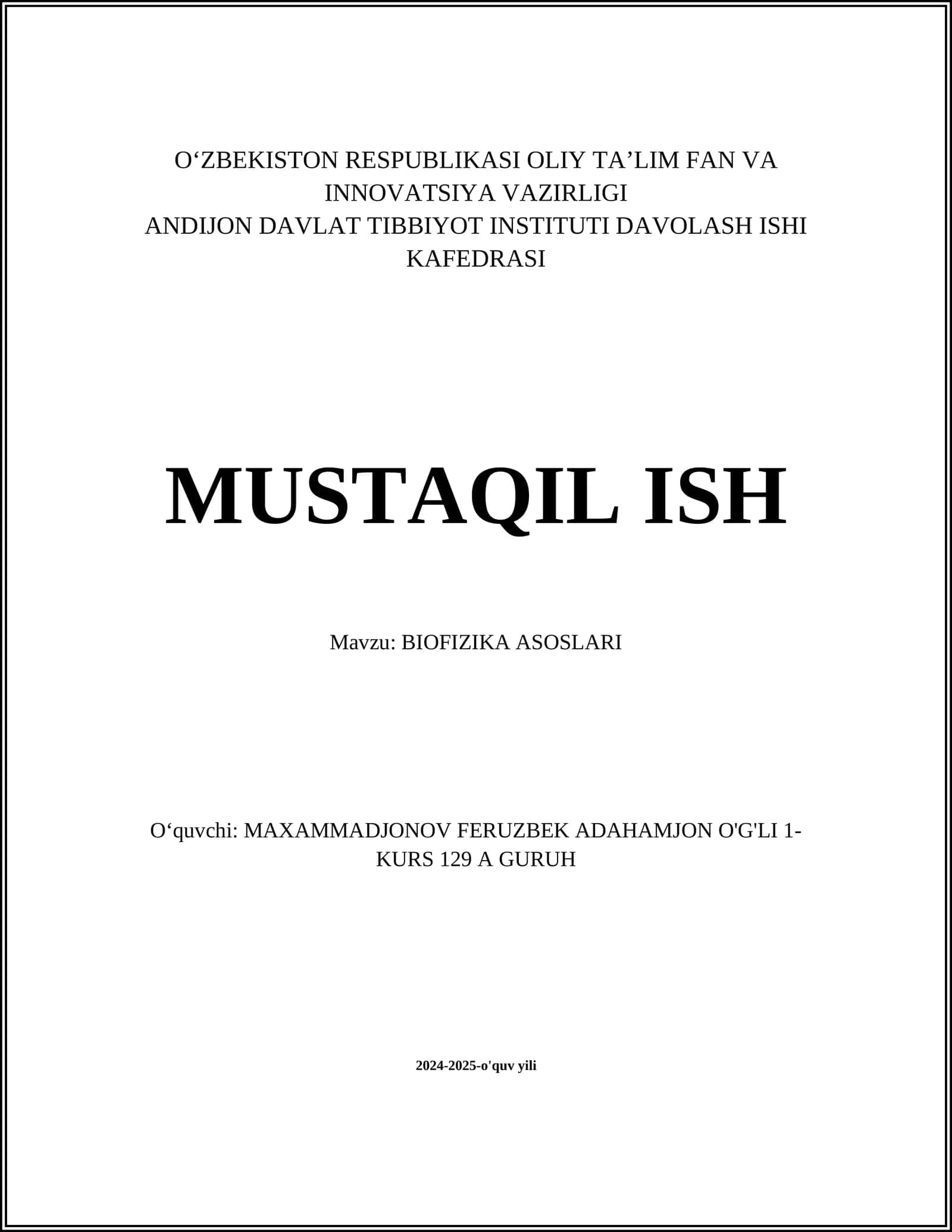 BIOFIZIKA ASOSLARI 1