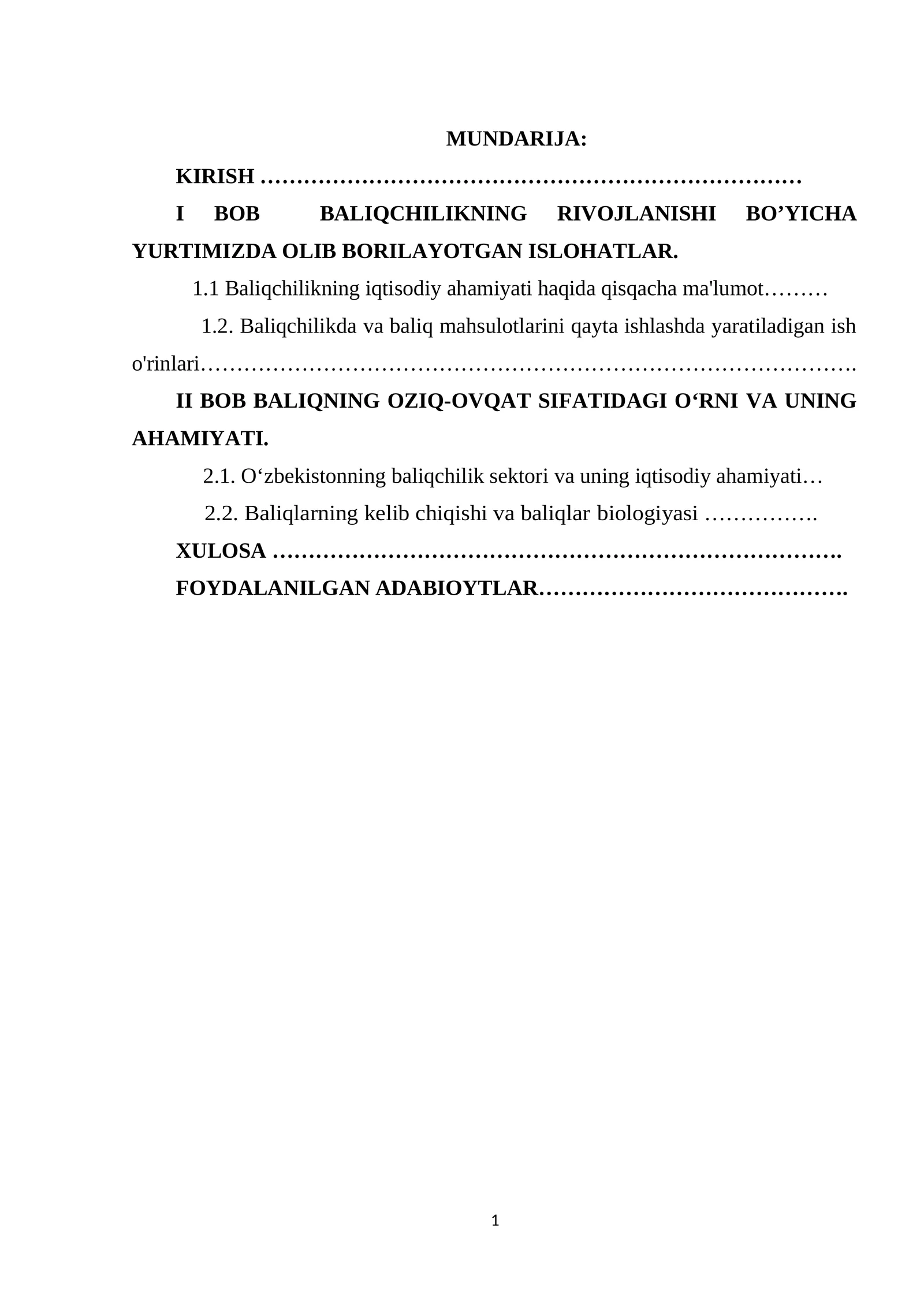 Baliqchilikning iqtisodiy ahamiyati 1