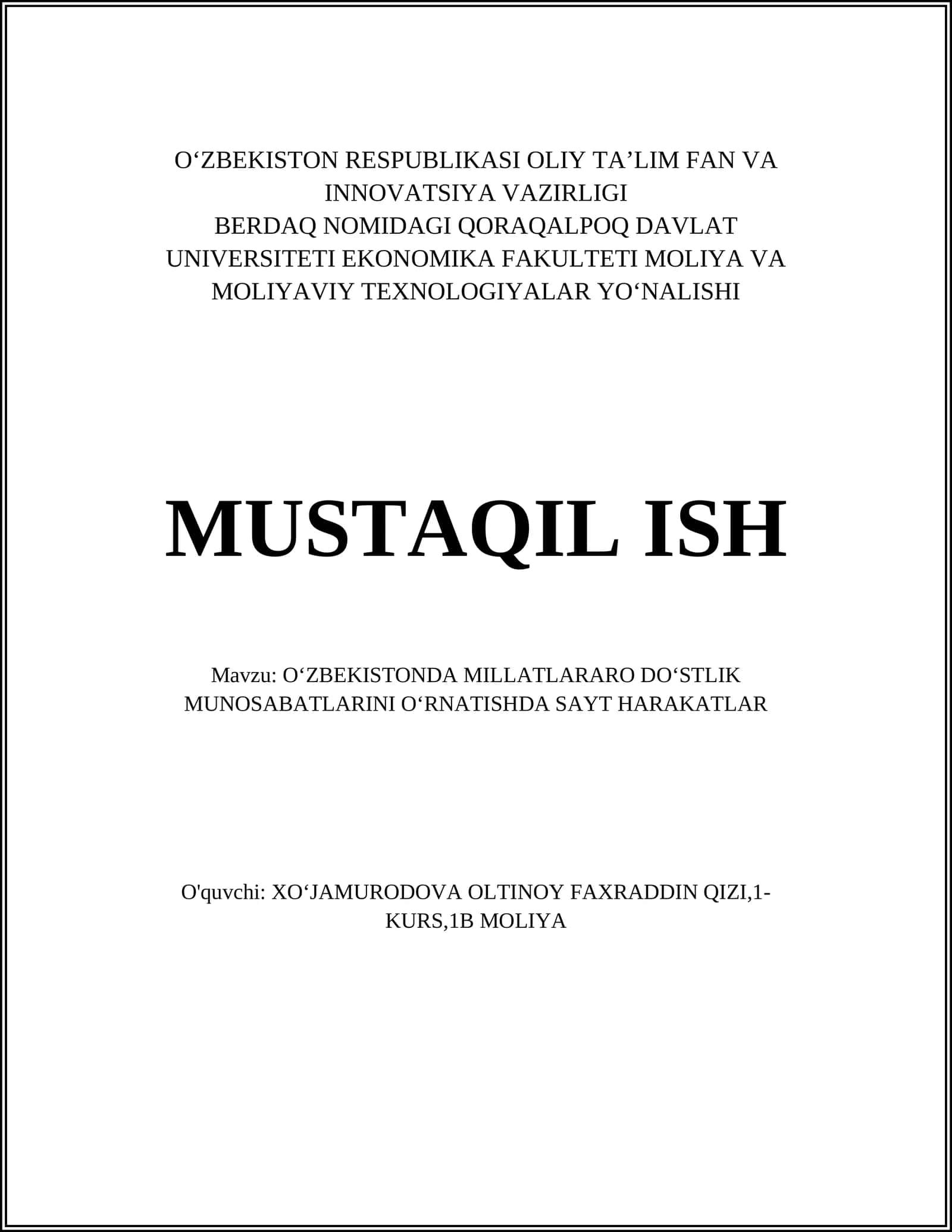 Oʻzbekistonda millatlararo doʻstlik munosabatlarini oʻrnatishda sayt harakatlari 1