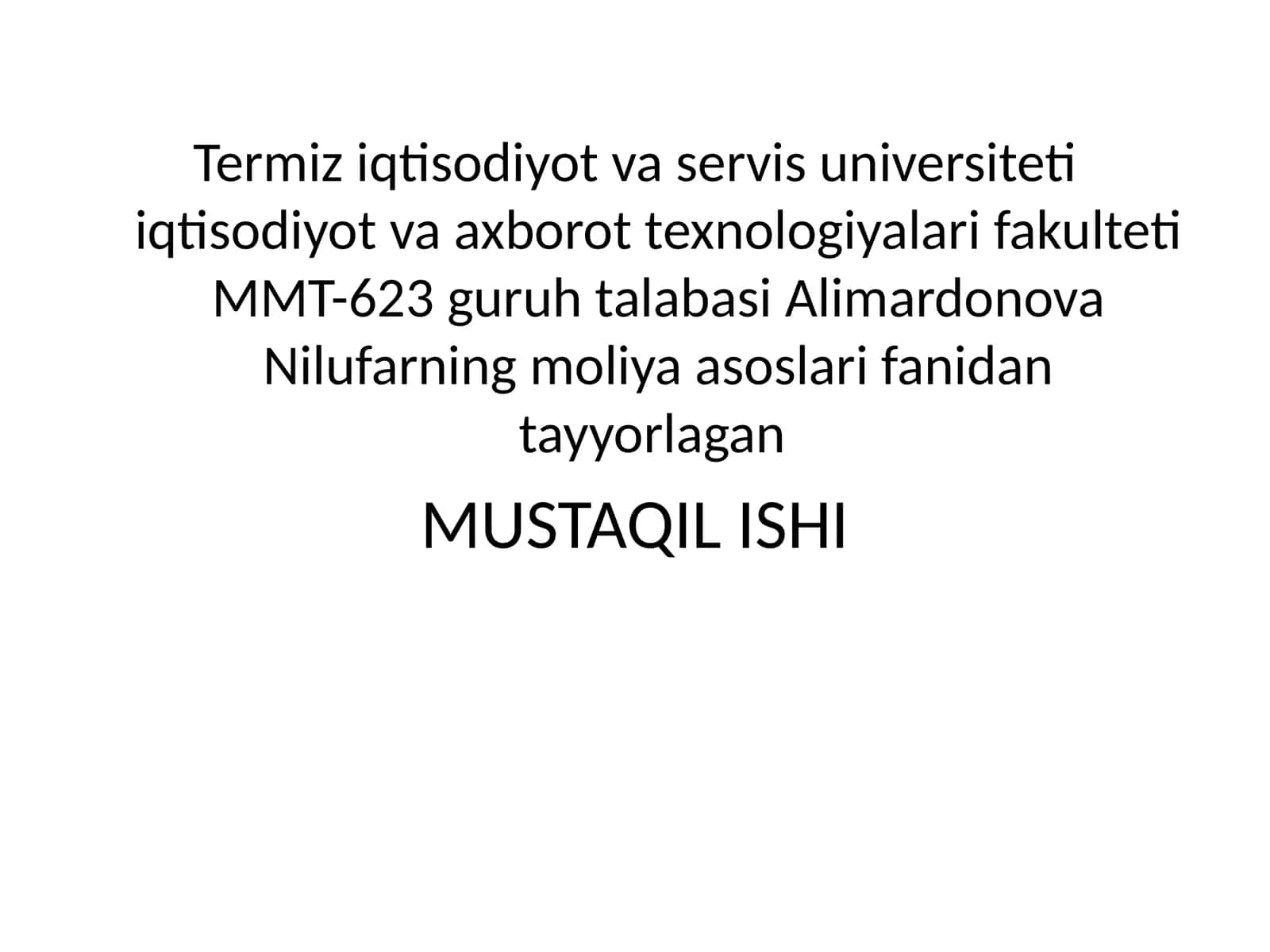 Moliya YaIM tasdiqlash vositasida 1