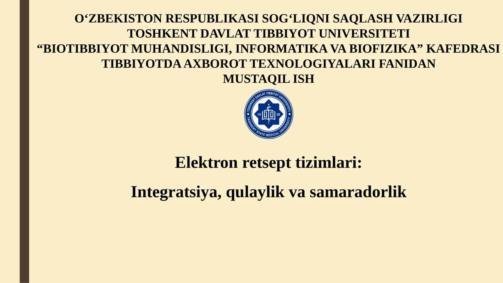 Elektron retsept tizimlari 1