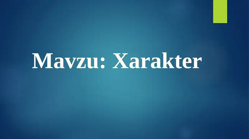 Xarakter 1