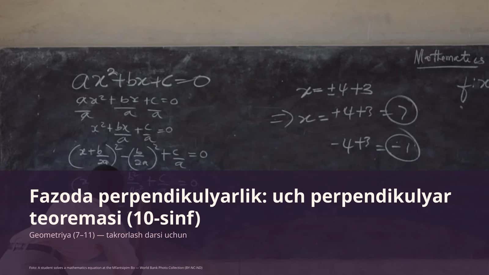 Fazoda perpendikulyarlik: uch perpendikulyar teoremasi (10-sinf) 1