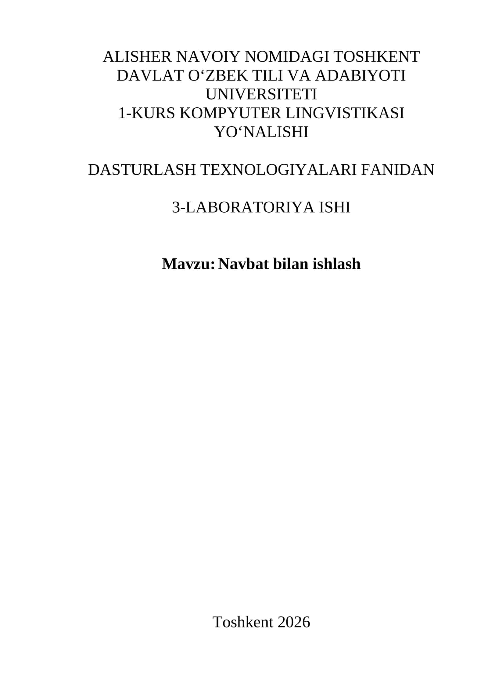 Navbat bilan ishlash Laboratoriya ishi-3 1