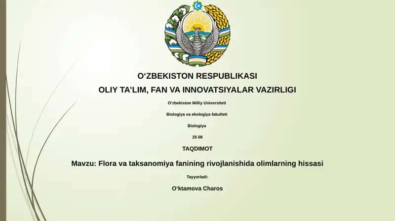 Flora va taksanomiya fanining rivojlanishida olimlarning hissasi 1