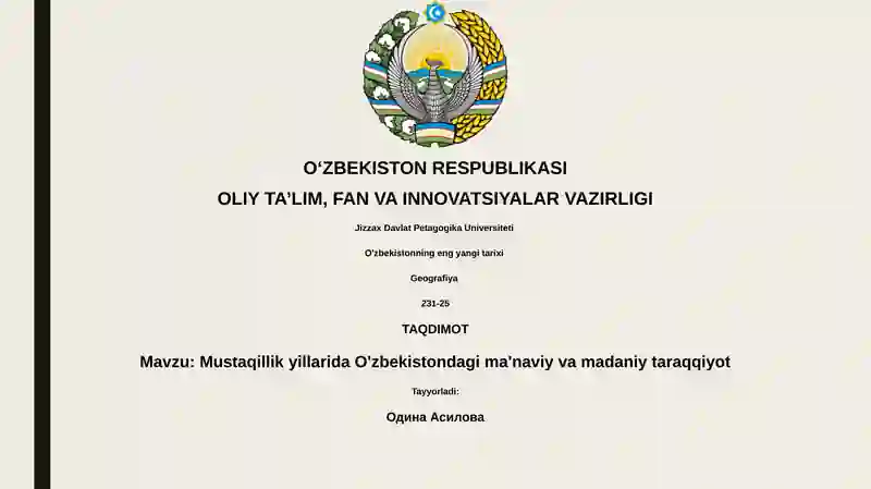 O'zbekistonning eng yangi tarixi