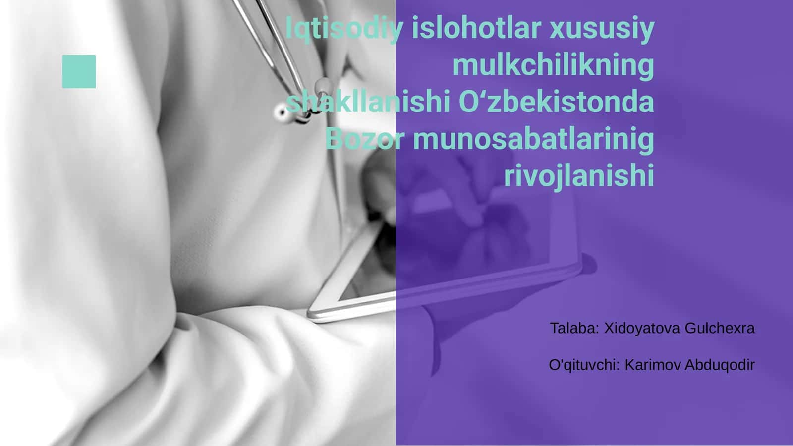Iqtisodiy islohotlar xususiy mulkchilikning shakllanishi Oʻzbekistonda Bozor munosabatlarinig rivojlanishi 1