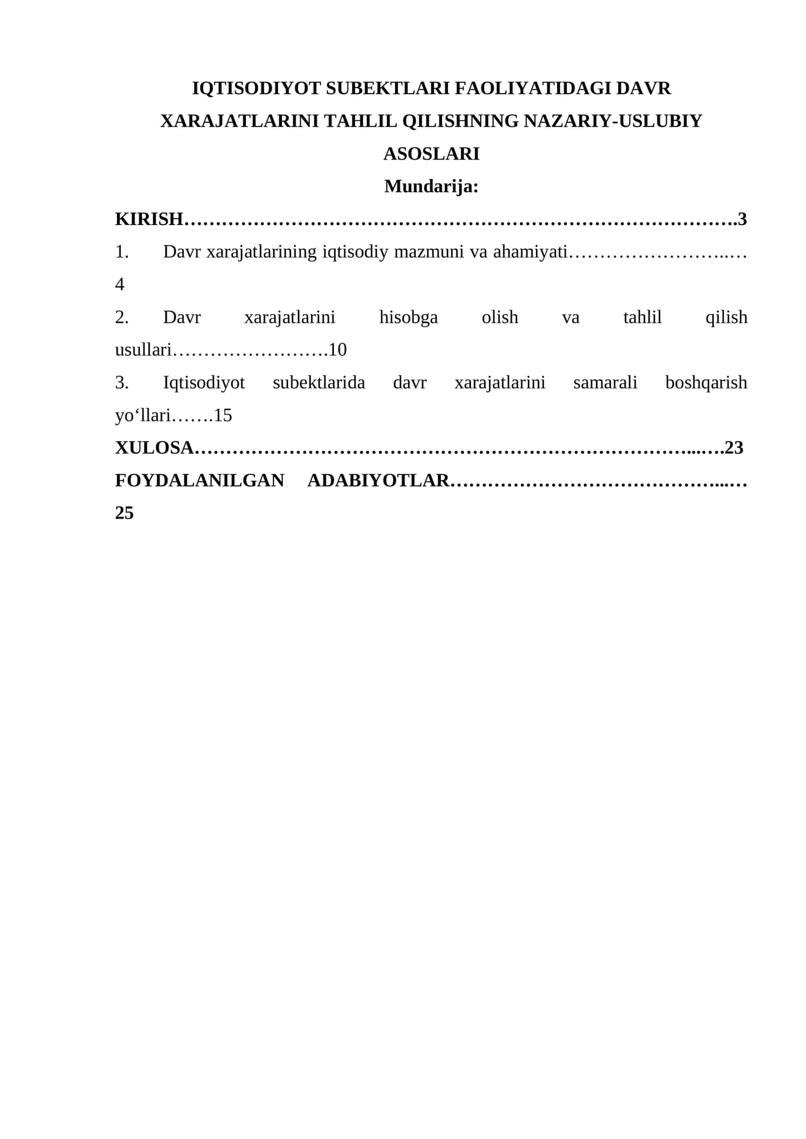 Iqtisodiyot subektlari faoliyatidagi davr xarajatlarini tahlil qilishning nazariy-uslubiy asoslari 1