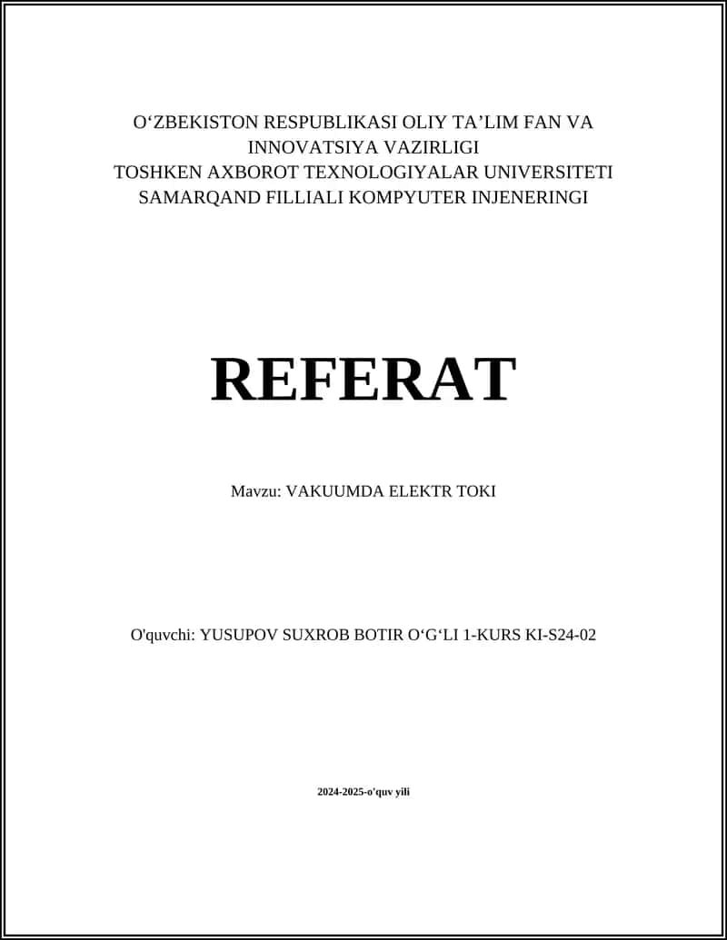 VAKUUMDA ELEKTR TOKI 1