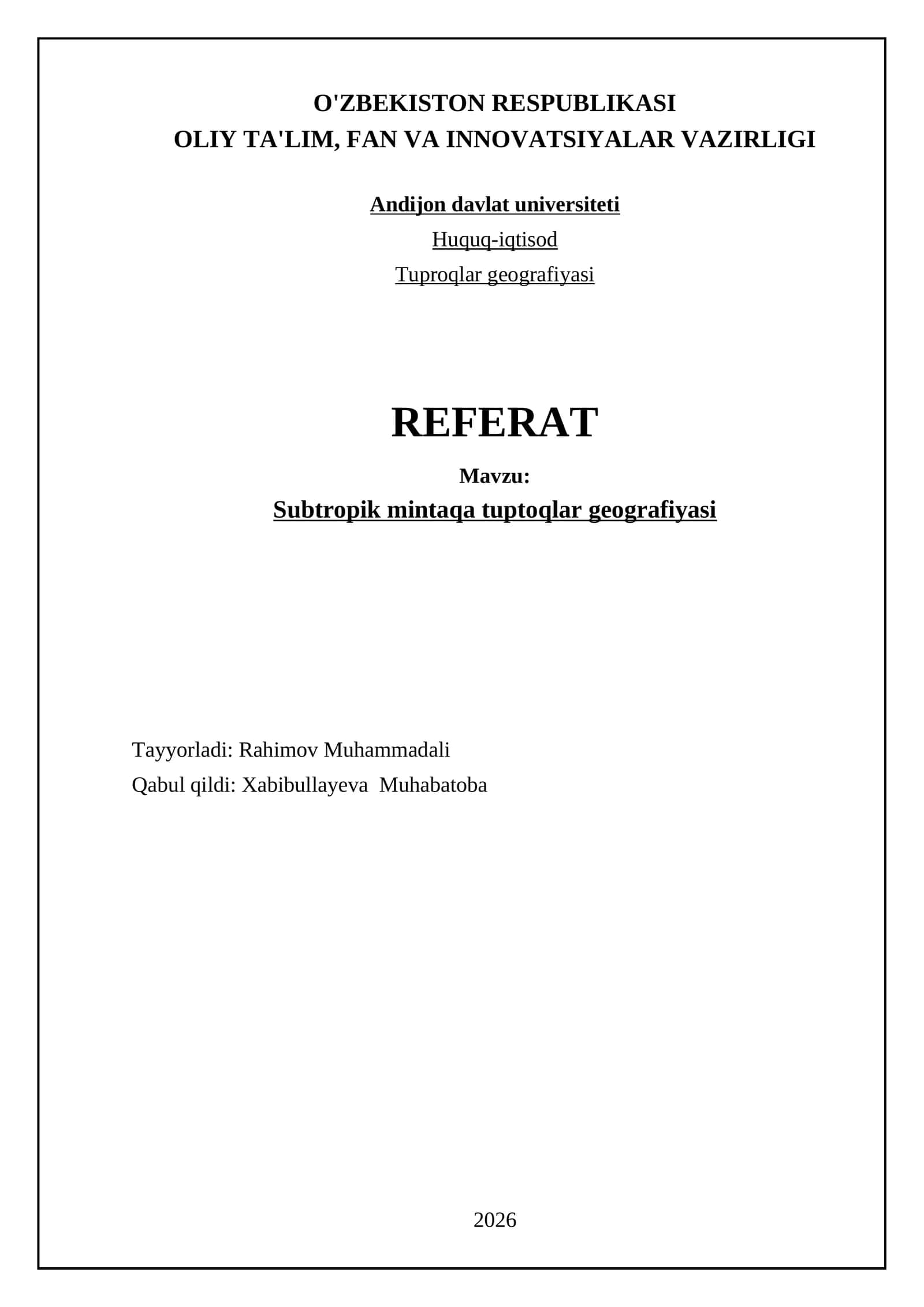 Subtropik mintaqa tuptoqlar geografiyasi 1