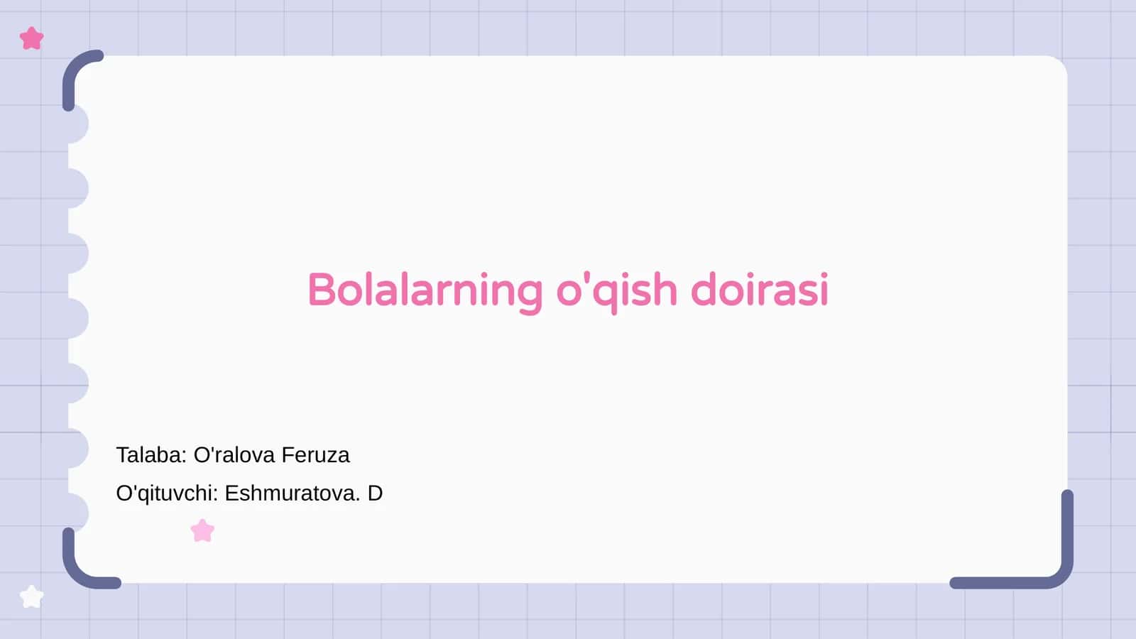 Bolalarning o'qish doirasi 1