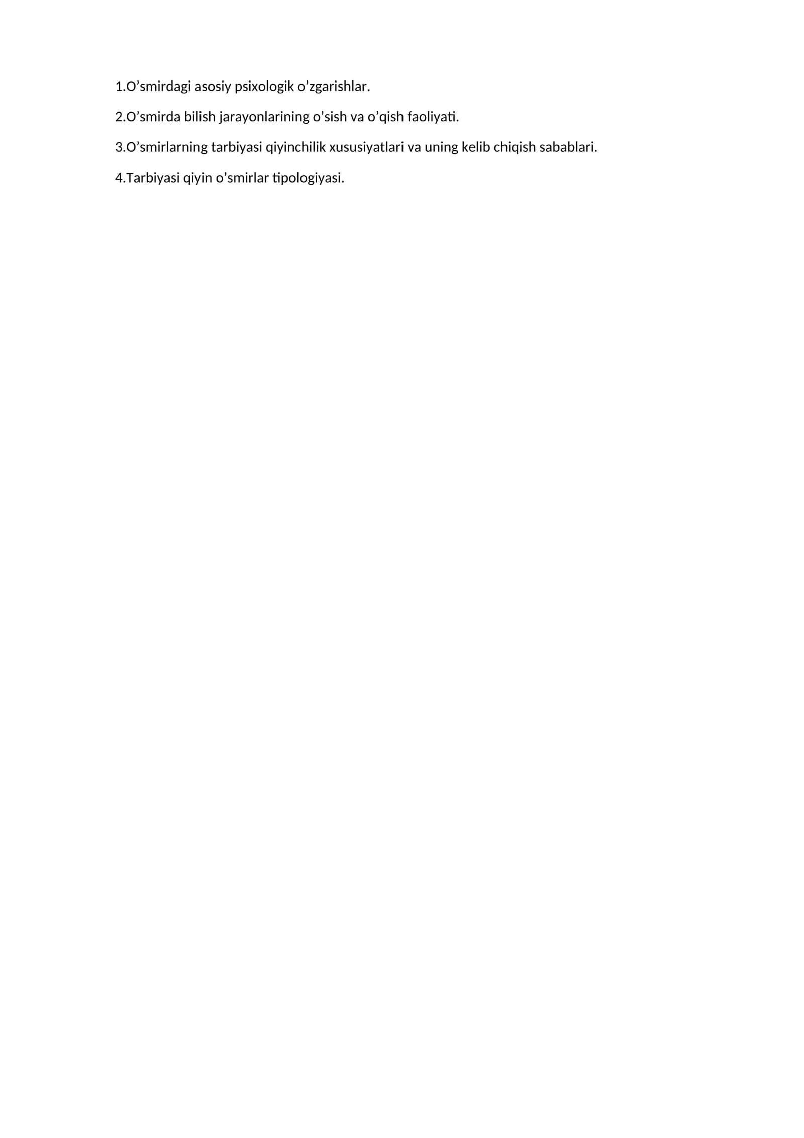 O’smirdagi asosiy psixologik o’zgarishlar 1