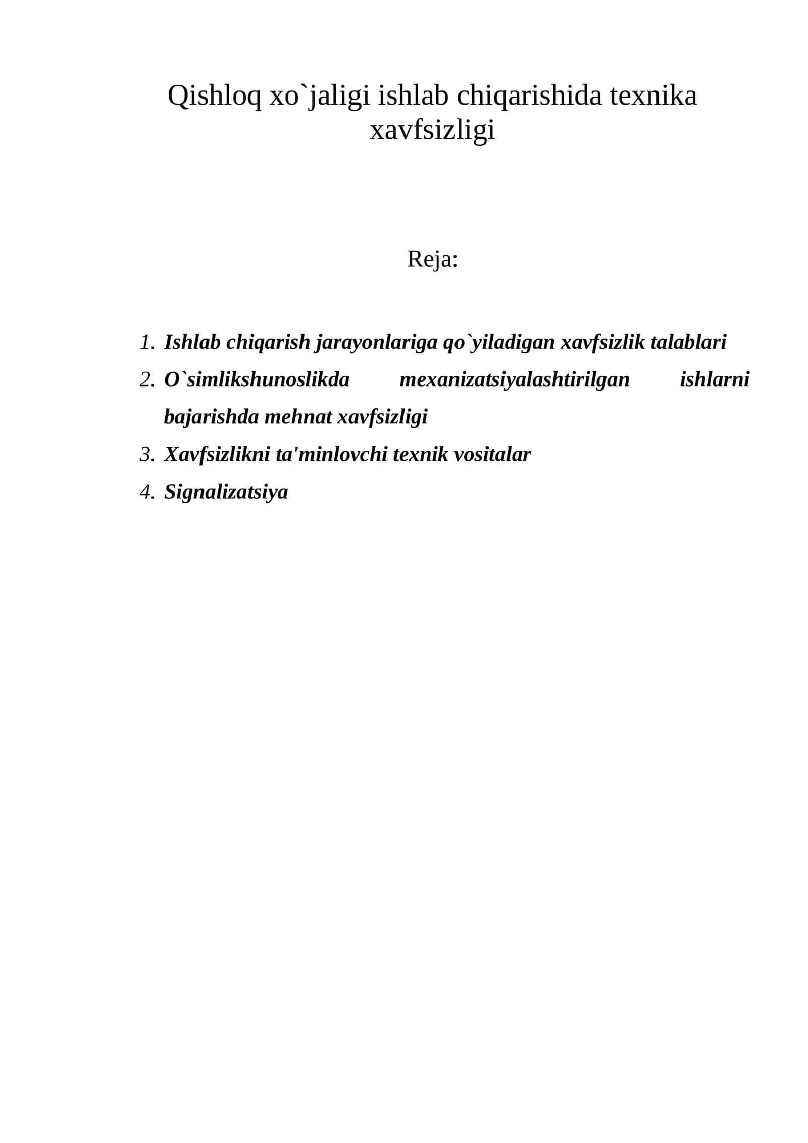Qishloq xo`jaligi ishlab chiqarishida tеxnika xavfsizligi 1
