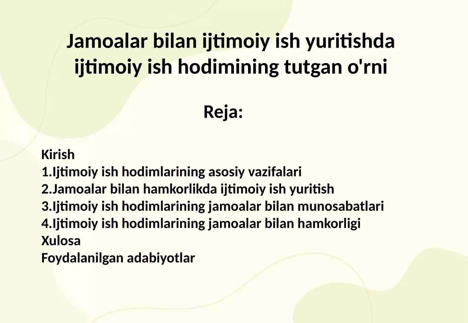 Jamoalar bilan ijtimoiy ish yuritishda ijtimoiy ish hodimining tutgan o'rni 1