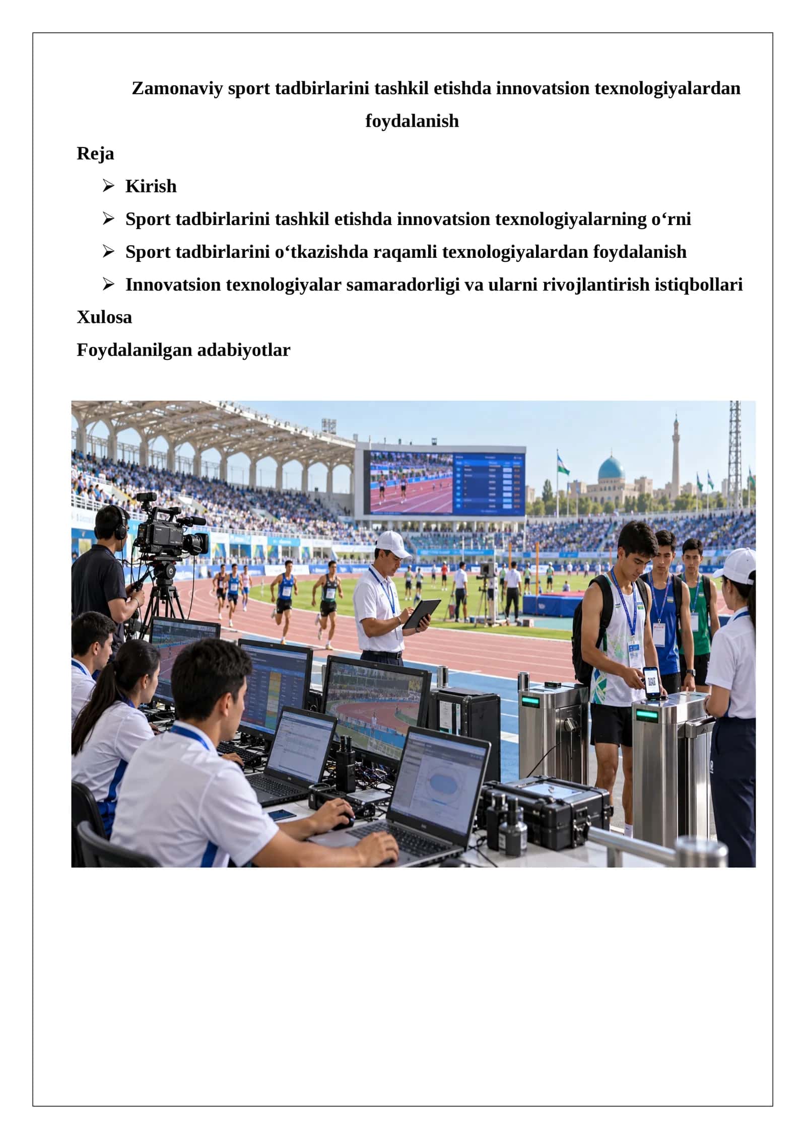 Zamonaviy sport tadbirlarini tashkil etishda innovatsion texnologiyalardan foydalanish 1