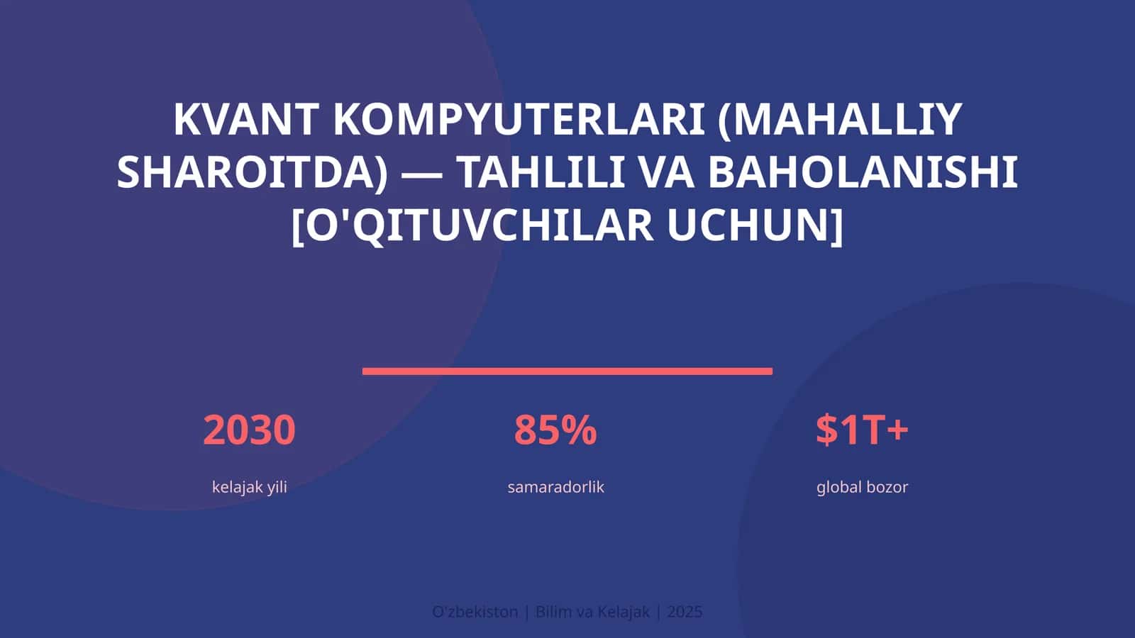 KVANT KOMPYUTERLARI (MAHALLIY SHAROITDA) — TAHLILI VA BAHOLANISHI [O'QITUVCHILAR UCHUN] 1