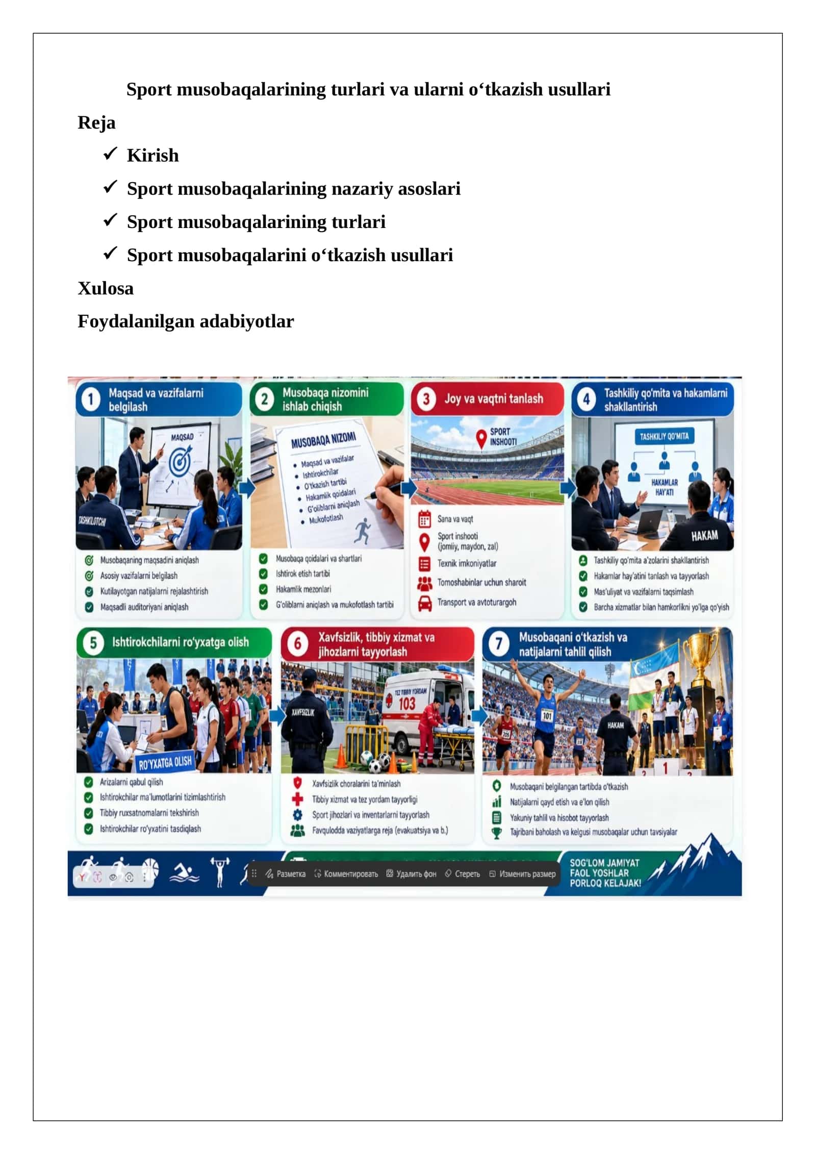 Sport musobaqalarining turlari va ularni o‘tkazish usullari 1