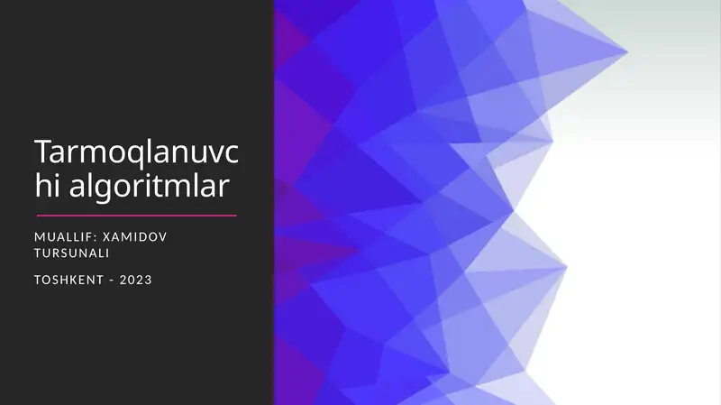 Tarmoqlanuvchi algoritmlar 1