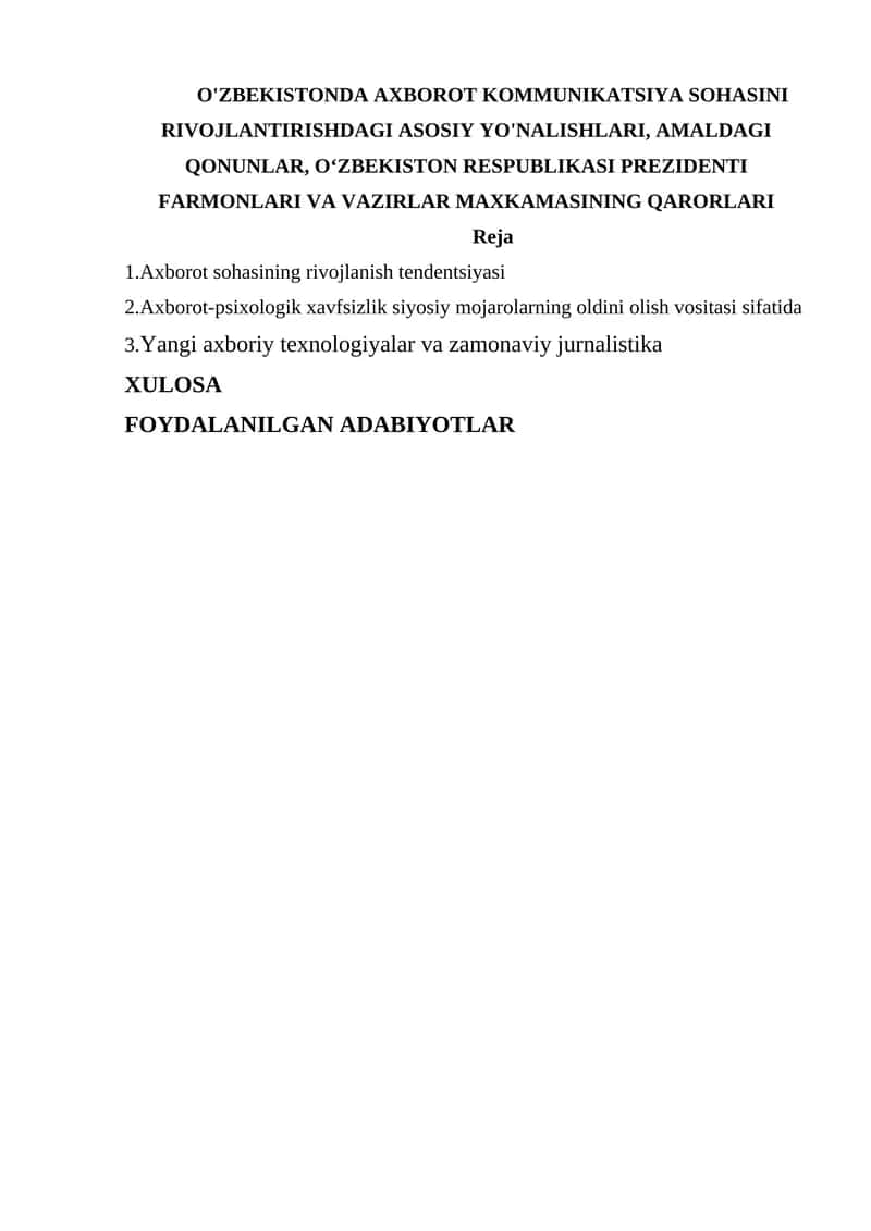 Axborot sohasining rivojlanish tendentsiyasi 1
