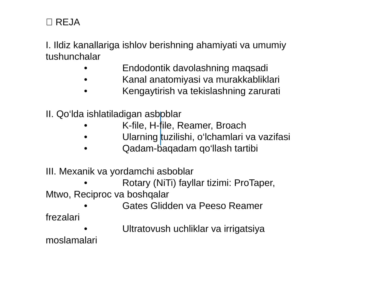 Ildiz kanallariga ishlov berish 1