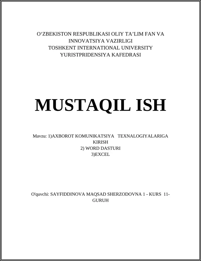Axborot-kommunikatsiya texnologiyalariga kirish: asosiy tushunchalar 1