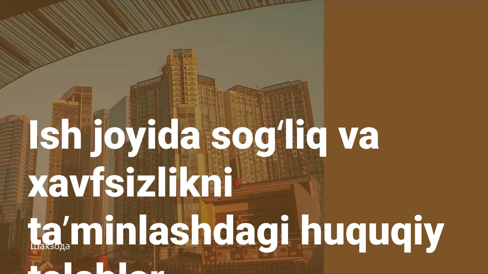 Ish joyida sog‘liq va xavfsizlikni ta’minlashdagi huquqiy talablar 1