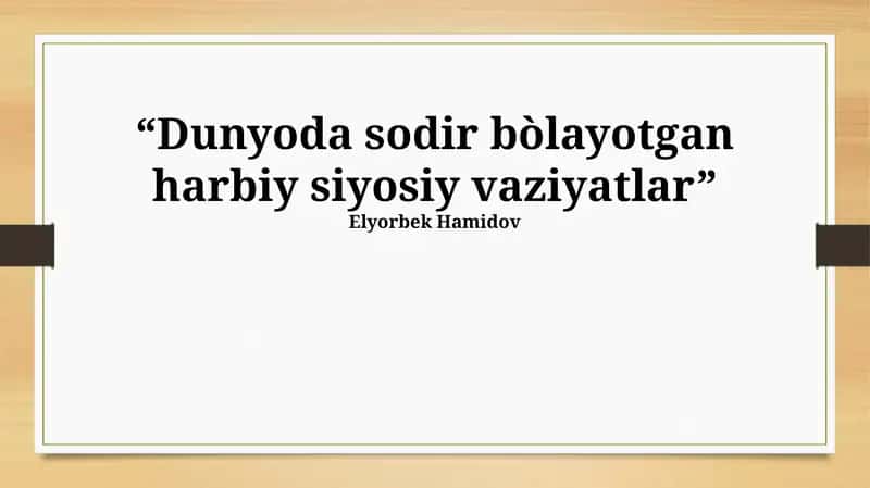 Harbiy siyosiy vaziyatlar 1