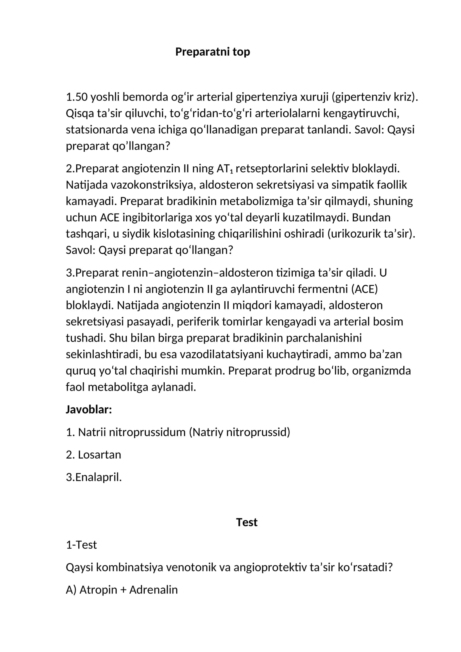 1.50 yoshli bemorda og‘ir arterial gipertenziya xuruji (gipertenziv kriz) 1