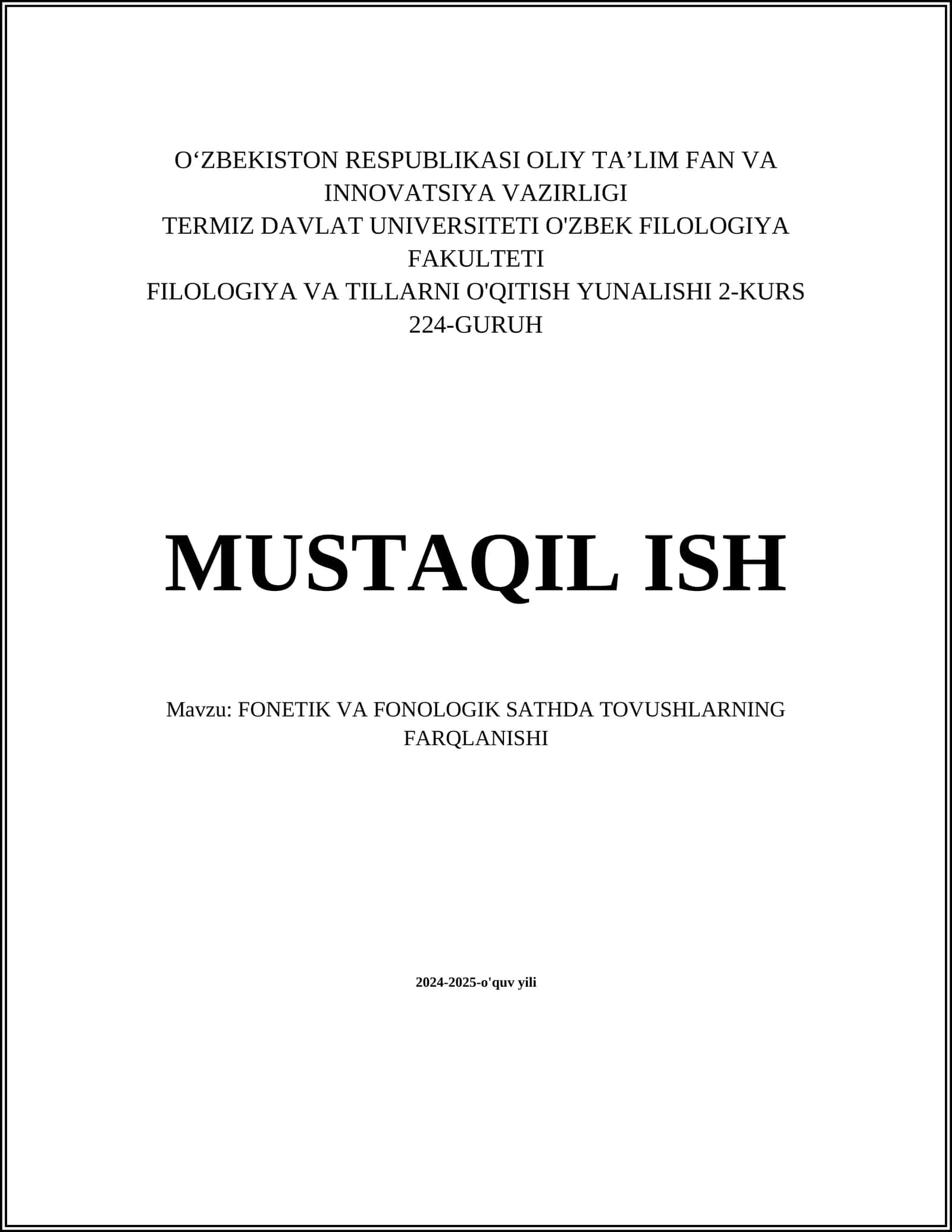 FONETIK VA FONOLOGIK SATHDA TOVUSHLARNING FARQLANISHI 1