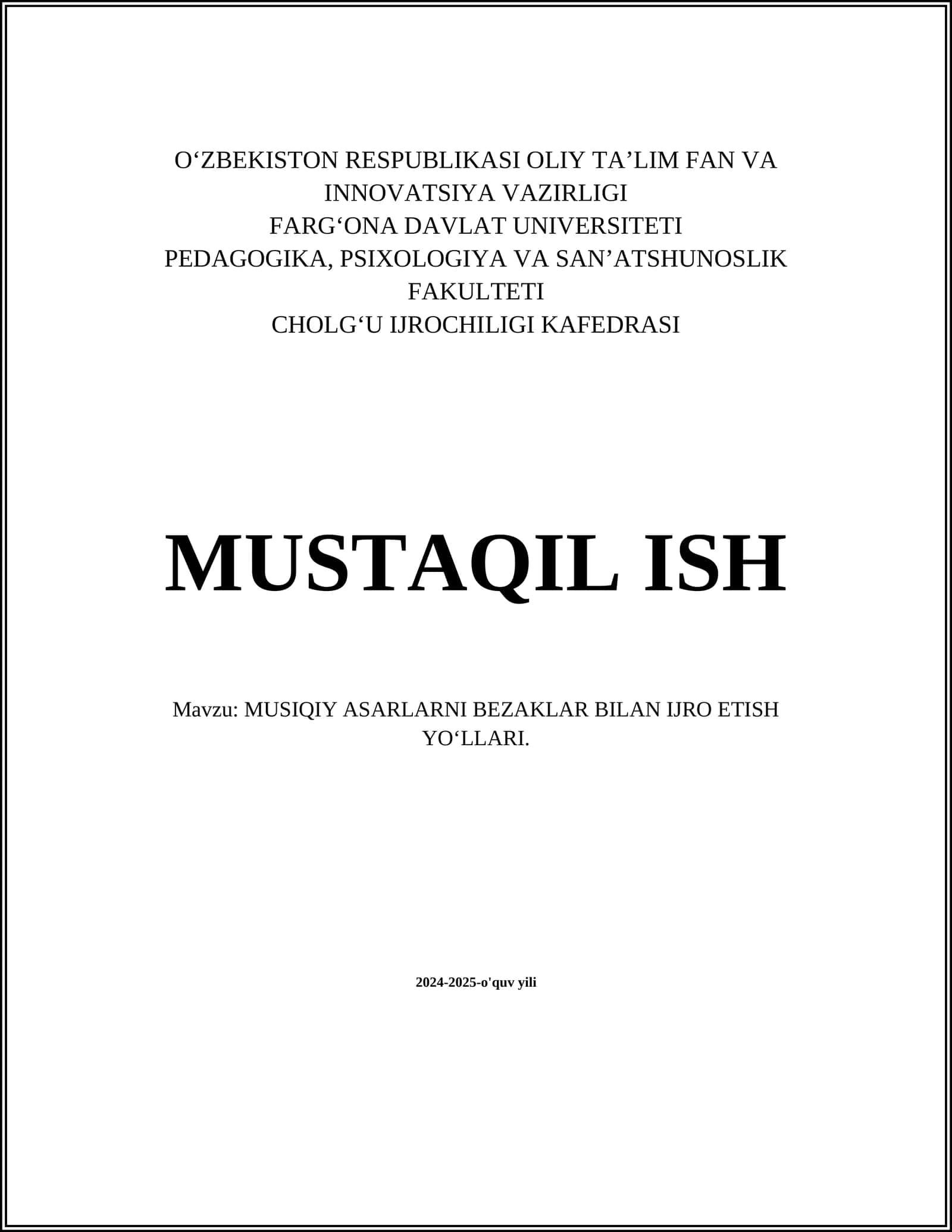 MUSIQIY ASARLARNI BEZAKLAR BILAN IJRO ETISH YOʻLLARI 1