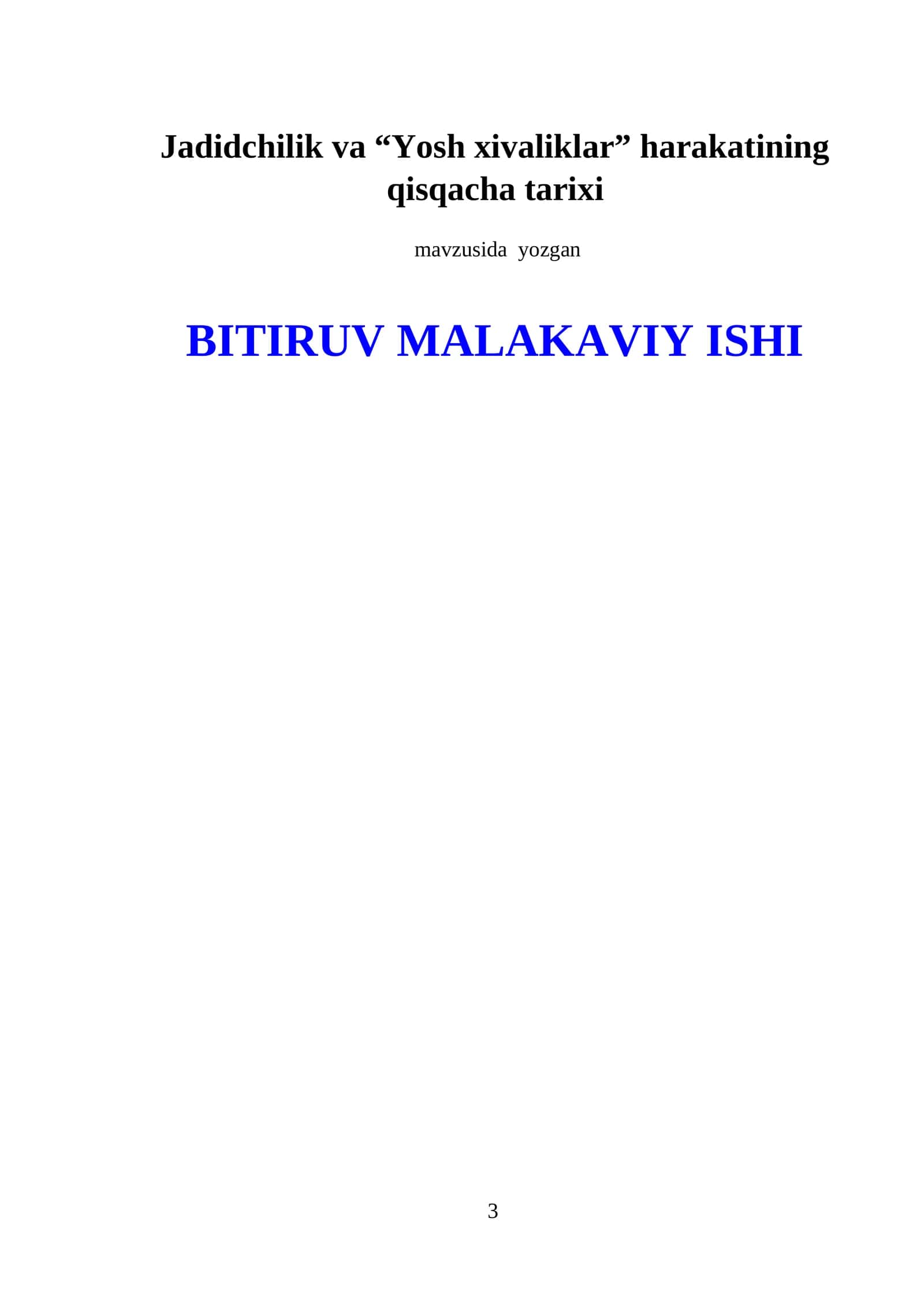 Jadidchilik va “Yosh xivaliklar” harakatining qisqacha tarixi 1