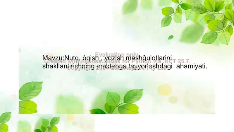 Nutq, o'qish va yozish malakalarini rivojlantirish metodikasi 1